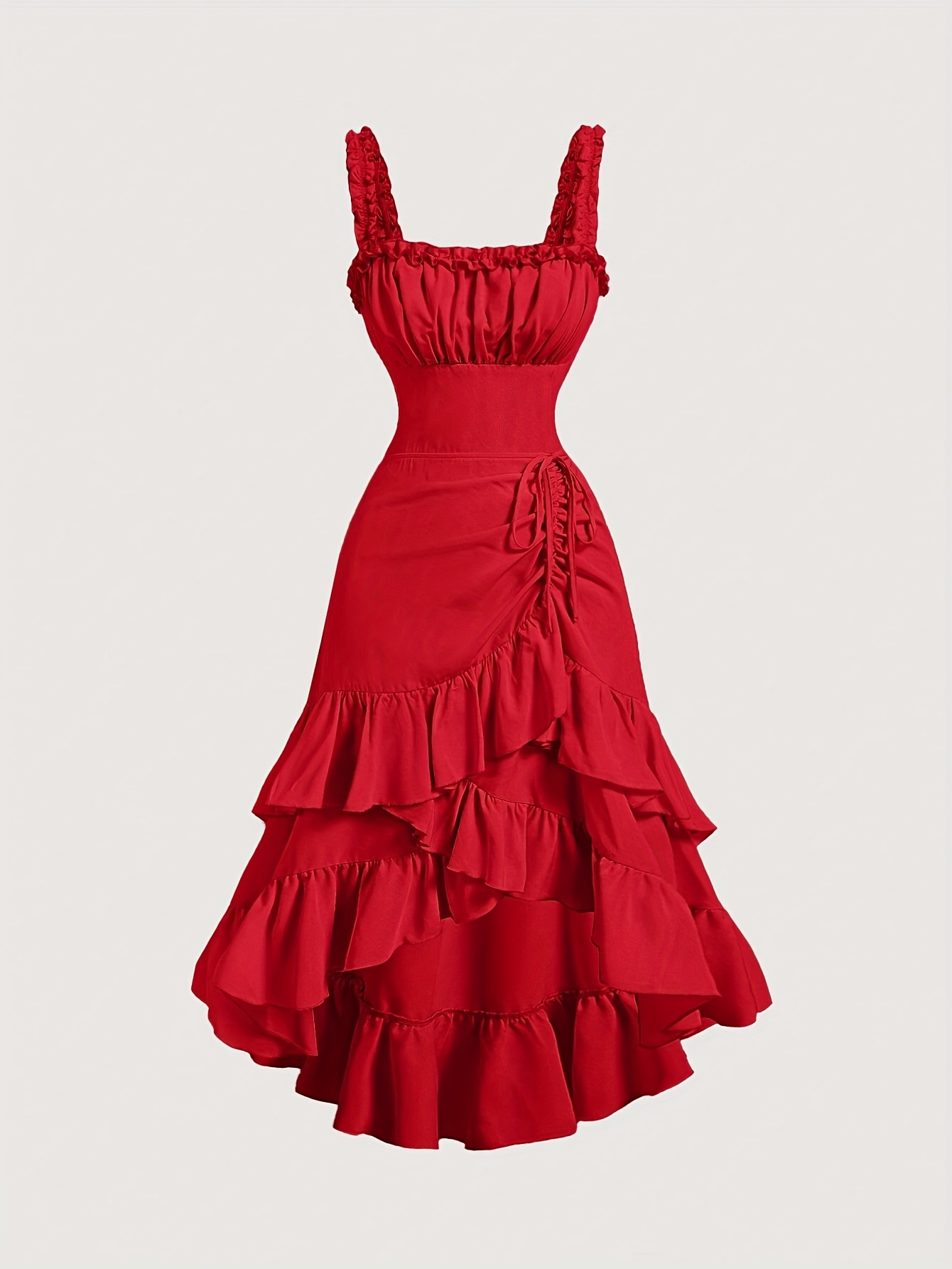 apricot colored vintage dress women ruffles hem perfect