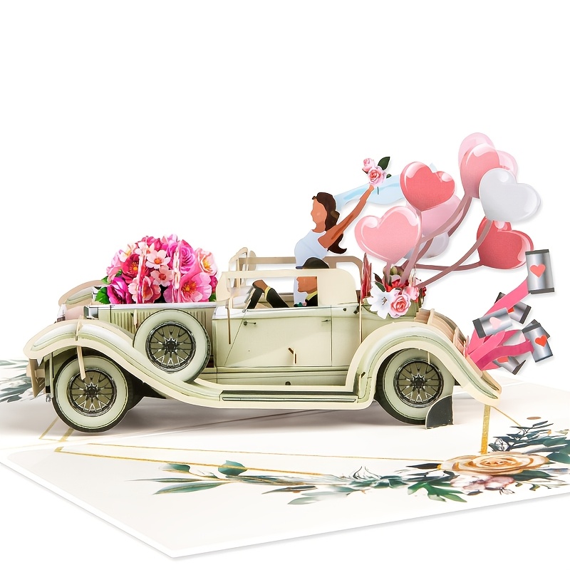E-shop Eine stilvolle neue 3D-dreidimensionale -Auto-Hochzeitskarte! Für Hochzeiten Heiratsantragsanlässe! Sie kann als Hochzeitseinladungskarte