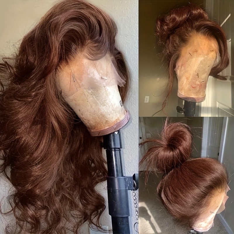 Looking 250% Density Chocolate Brown Body Wave Human Hair Wig With 13x6 Transparent Lace Front & Pre-plucked Baby Hair - Frontal Wig For Women