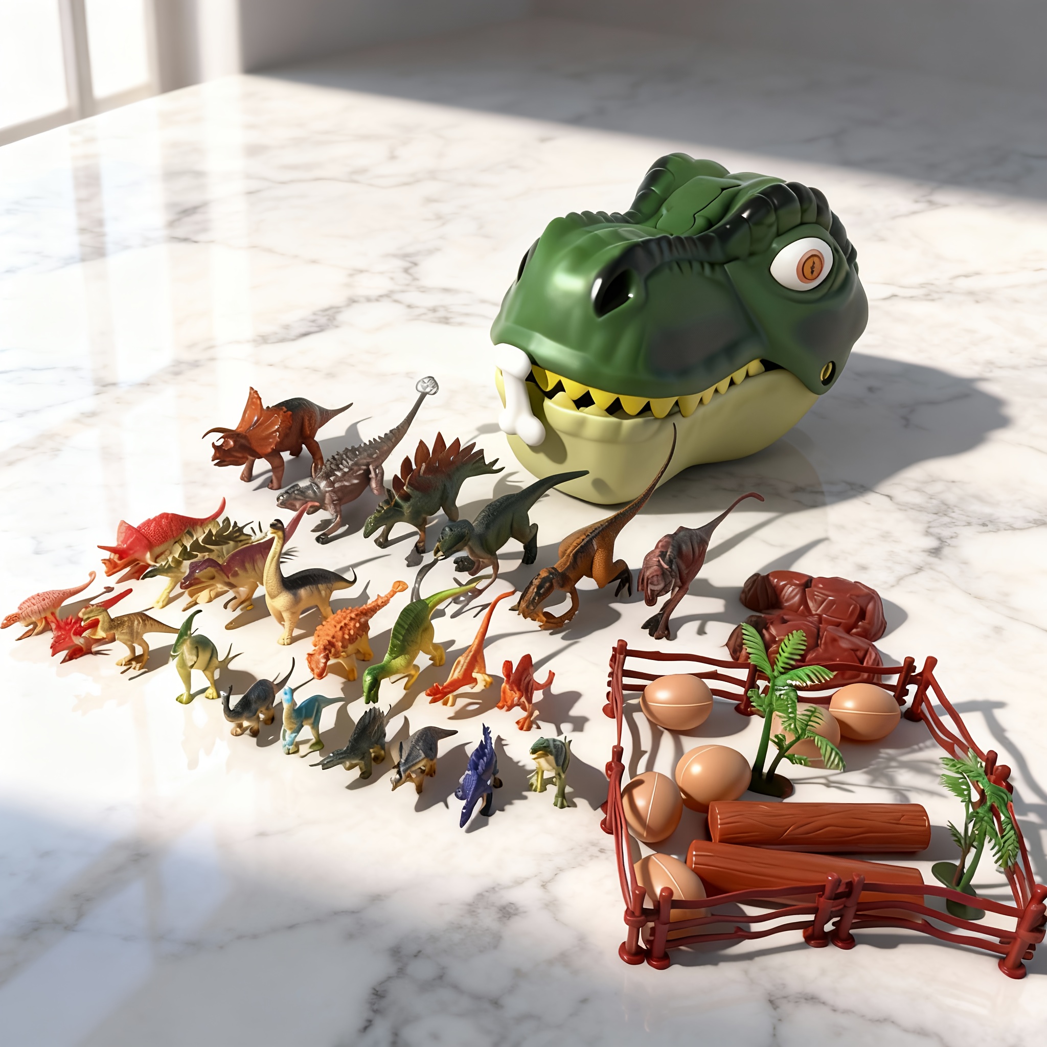 45pcs Realistic Dinosaur Model Kit With Dino Figures, Eggs, Trees & Fence - Complete Prehistoric For Dino Themed Play, Birthday/christmas Gift For &, Collectible For Display