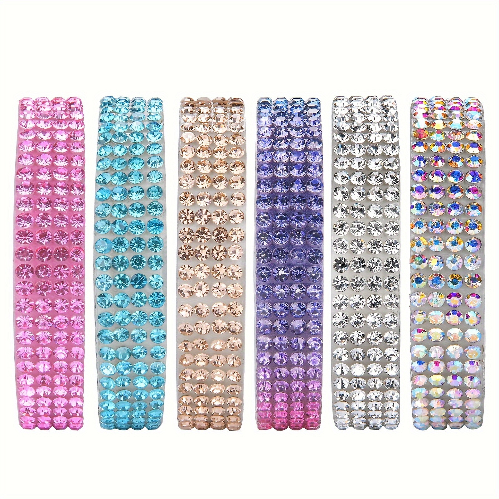 6pcs Self-adhesive Crystal Rhinestone Ribbon Strips, Ice Out Bling Stickers Roll For Crafts Phone Car Decorations Jewelry Making Supplies