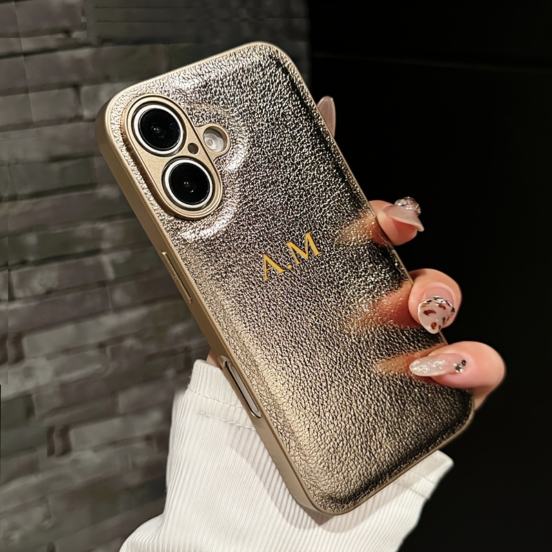 Personalized Customized Initials Letter Golden Name Soft Phone Case For IPhone 16 15 14 Plus 13 12 11 Pro Max Lens Shockproof Back Cover