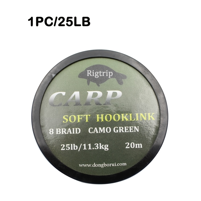 Image of 1pc 20m Carp Fishing Line With Soft Hook Link - 8-strand Braid Hair Rig Terminal Tackle, 15lb/25lb/35lb Breaking Heavy- Line For Carp, Pike, Fishing Accessories (suitable For Hair Rigs, )
