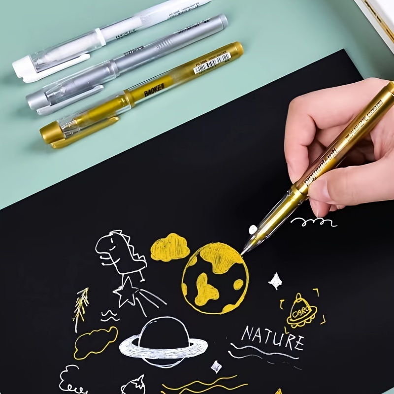 

4pcs/6pcs Sethighlighted Ball Note Pen, Account Pen, Graffiti Pen, 3 Colors Available For Personalized Signature, Annotation, And Painting Graffiti Use(silvery, Golden, White Ink)