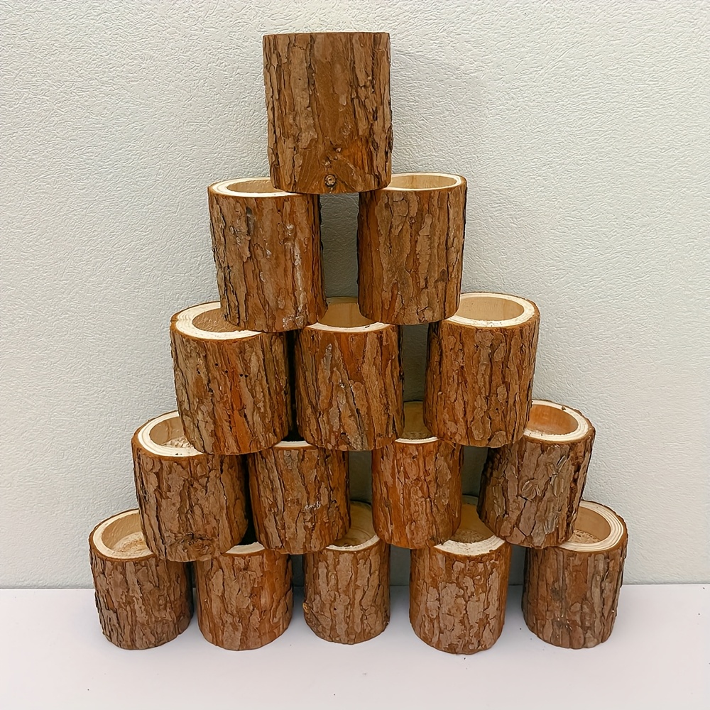 Natural Wood Candlestick, 2.76 Inches Tall, Wedding Christmas Halloween Decor