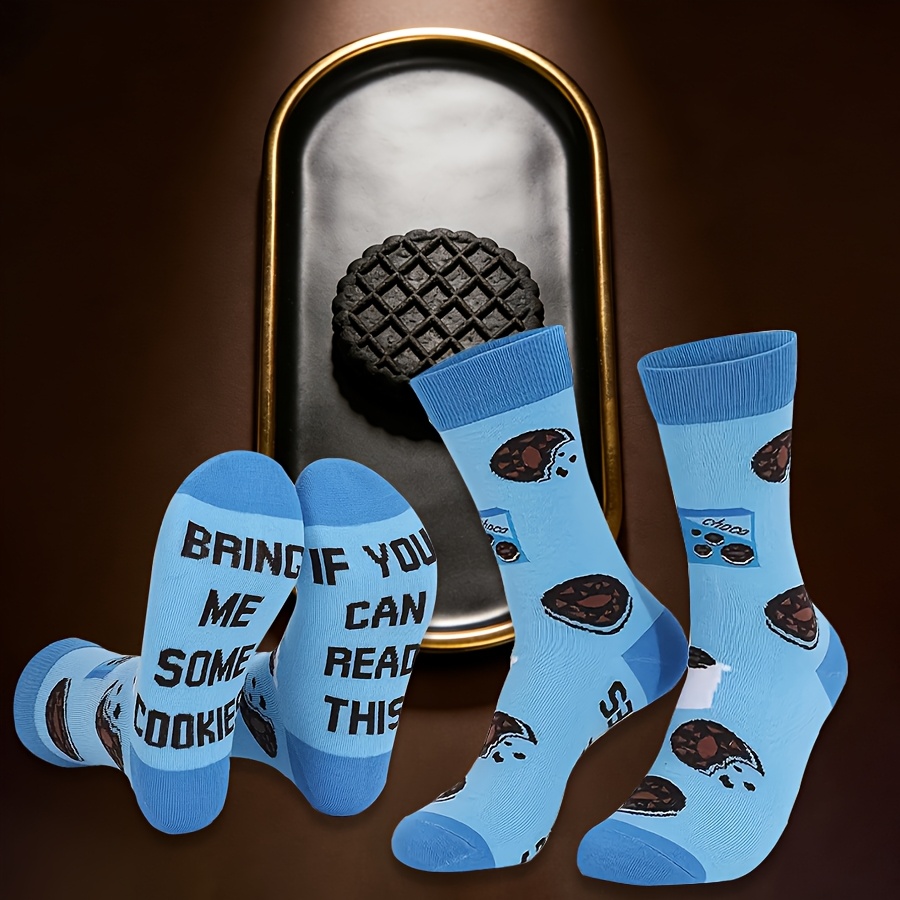 Een paar heren halfhoge sokken, dun voor lente, zomer en herfst, ademend en comfortabel, vochtafvoerend, casual en veelzijdig voor stijlvolle straatmode en sport, met een cookie-voedselpatroon, zweetbestendig
