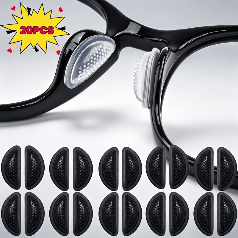 TEMU 20 almohadillas na autoadhesivas de silicona con cámara de aire para gafas, almohadillas na suaves y cómodas con superficie de antideslizante y
