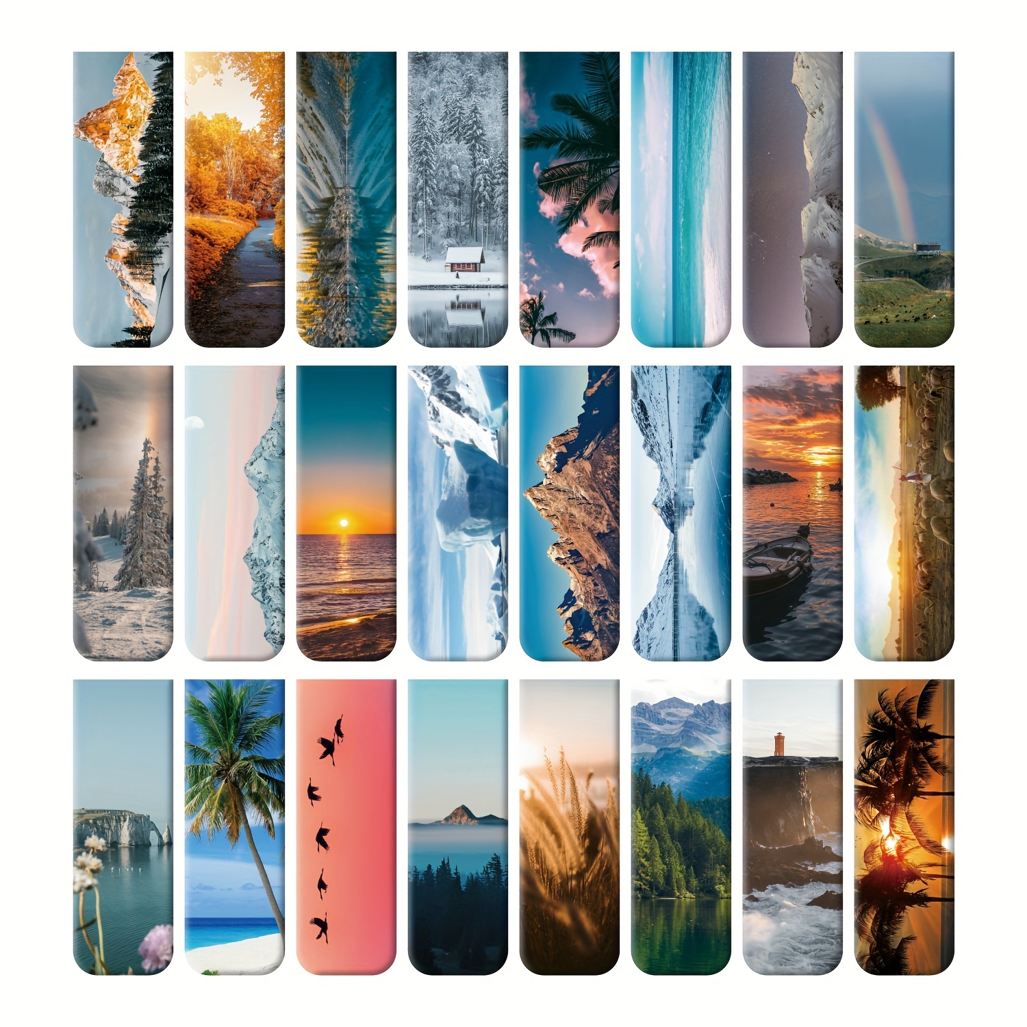 Image of Set Of 24 Magnetic Bookmarks Featuring Adventure Themes, Perfect For Women And Book Enthusiasts. Assorted Page Markers Are Ideal For Students, Teachers, And Anyone Who Reading