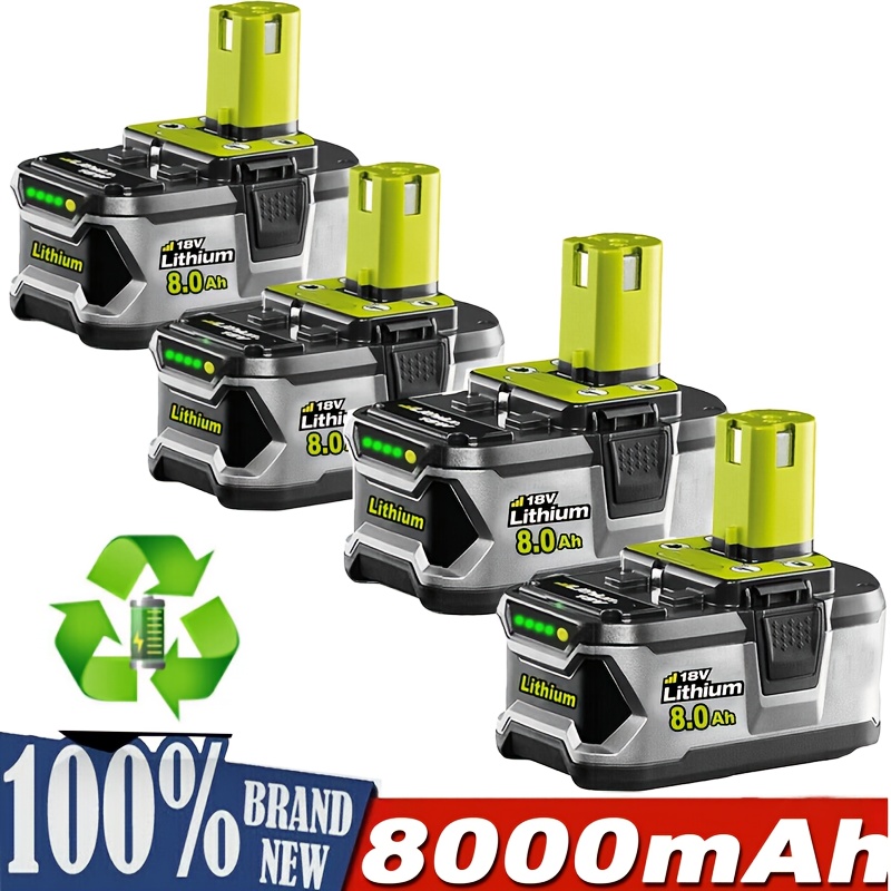 item picture 8.0Ah 18V 1/2/3/4/5Pack P108 Replacement Battery For Ry-obi 18 Volt 8000mAh High Capacity Batteries Replace Ry-obi 18V P102 P103 P104 P105 P107 P108 P109 Batteries