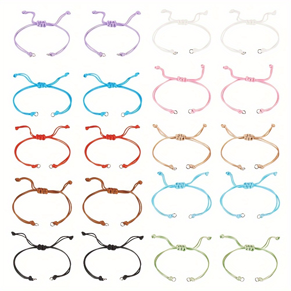 Image of 50pcs 10-color Waxed Polyester Cord Bracelet Making Set, Mixed Colors, 5.51~11 Inches (14~28cm), 5pcs Per Color, For Jewelry Making & Crafting Supplies