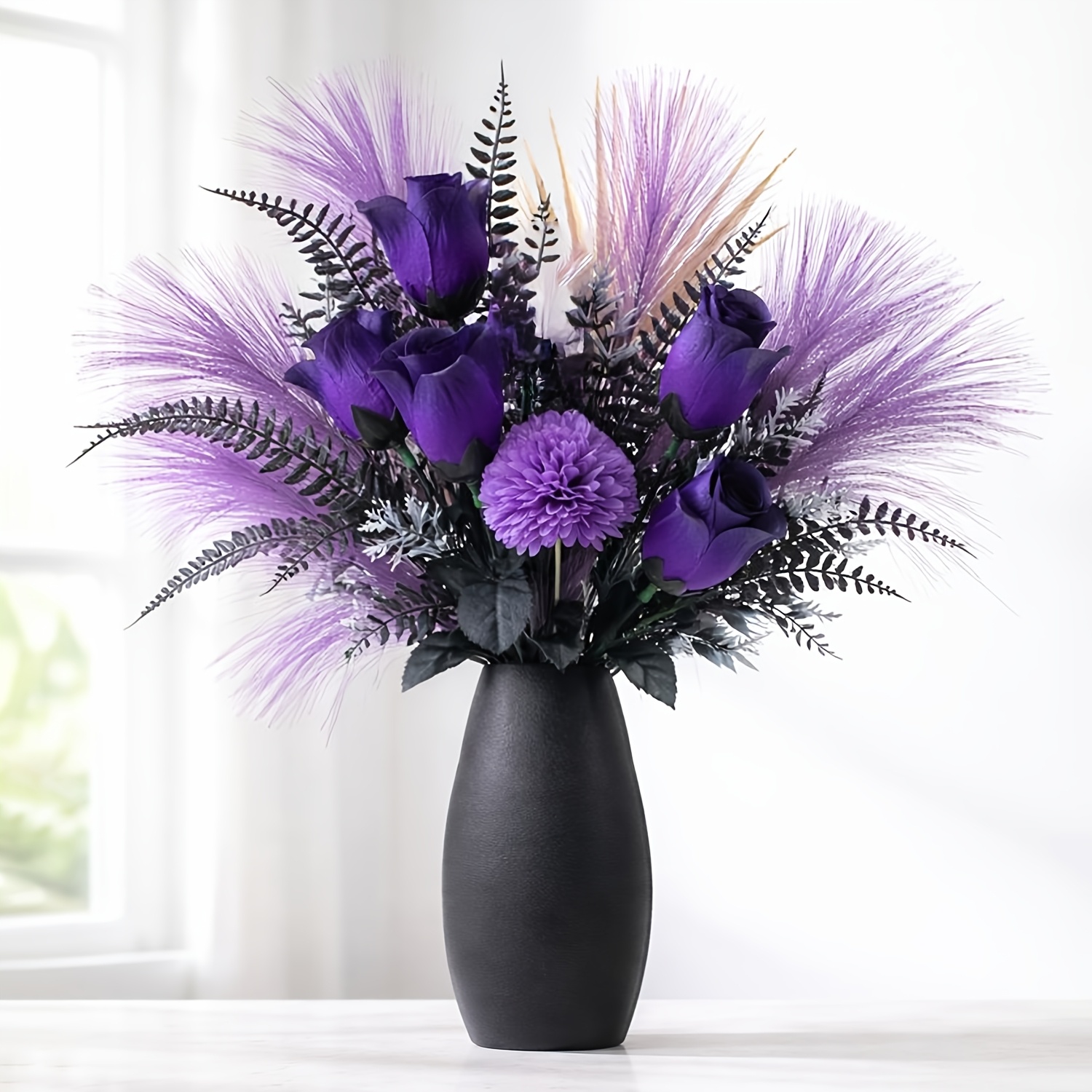 1set Of Purple Artificial Flower Arrangements, A Modern Decor Centerpiece. (vase Not Included)