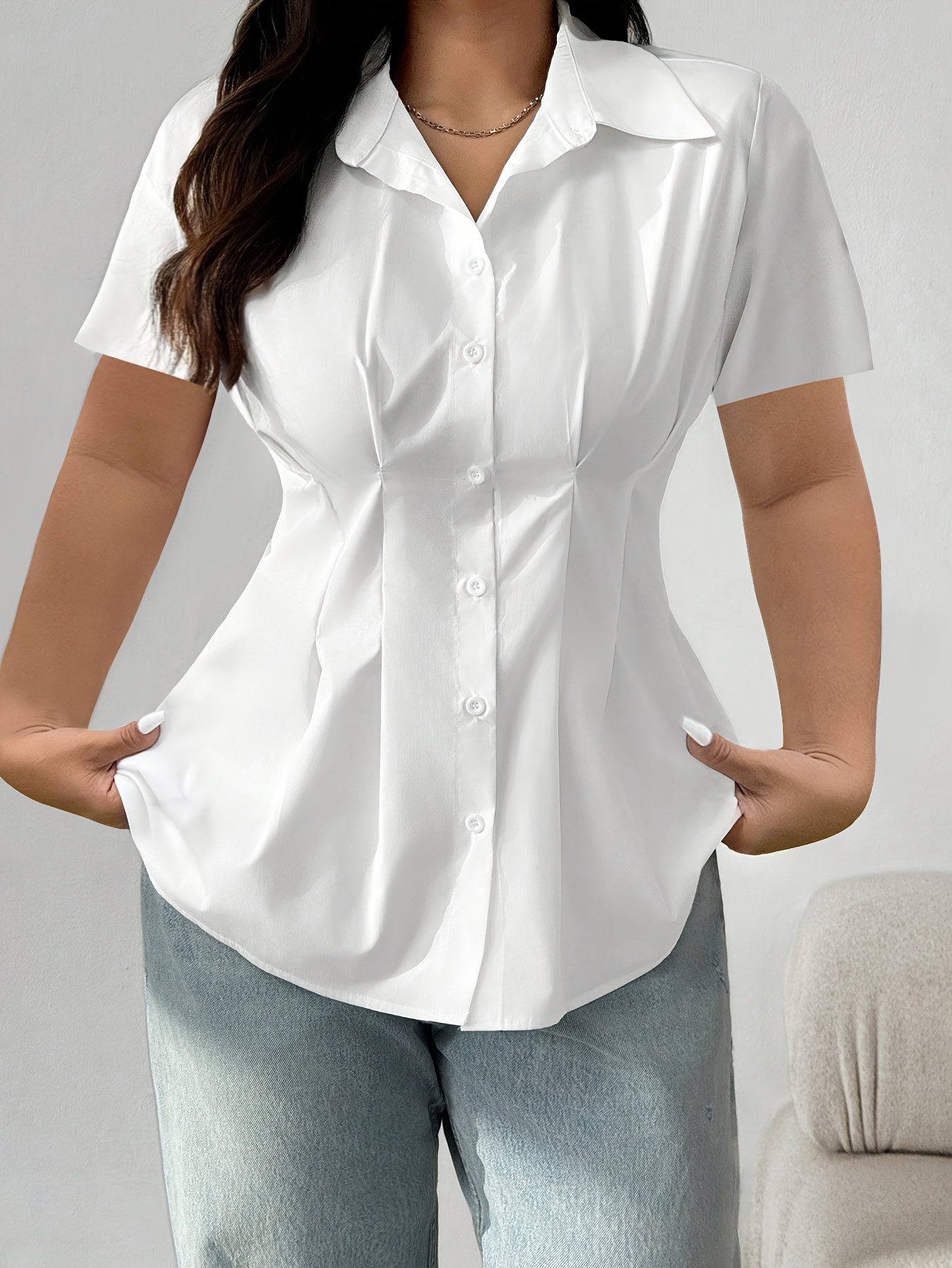 green emerald velvet dress Womens White Dressy Casual Button Down Shirt Tapered Waist Slim Fit Top  Long Sleeve Work Business Blouse at Amazon Women's Clothing store