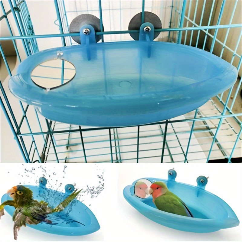 

Parrot Bath Tub With Mirror - Pp Bird Shower Box For Cage, Essential Bird Grooming Accessory