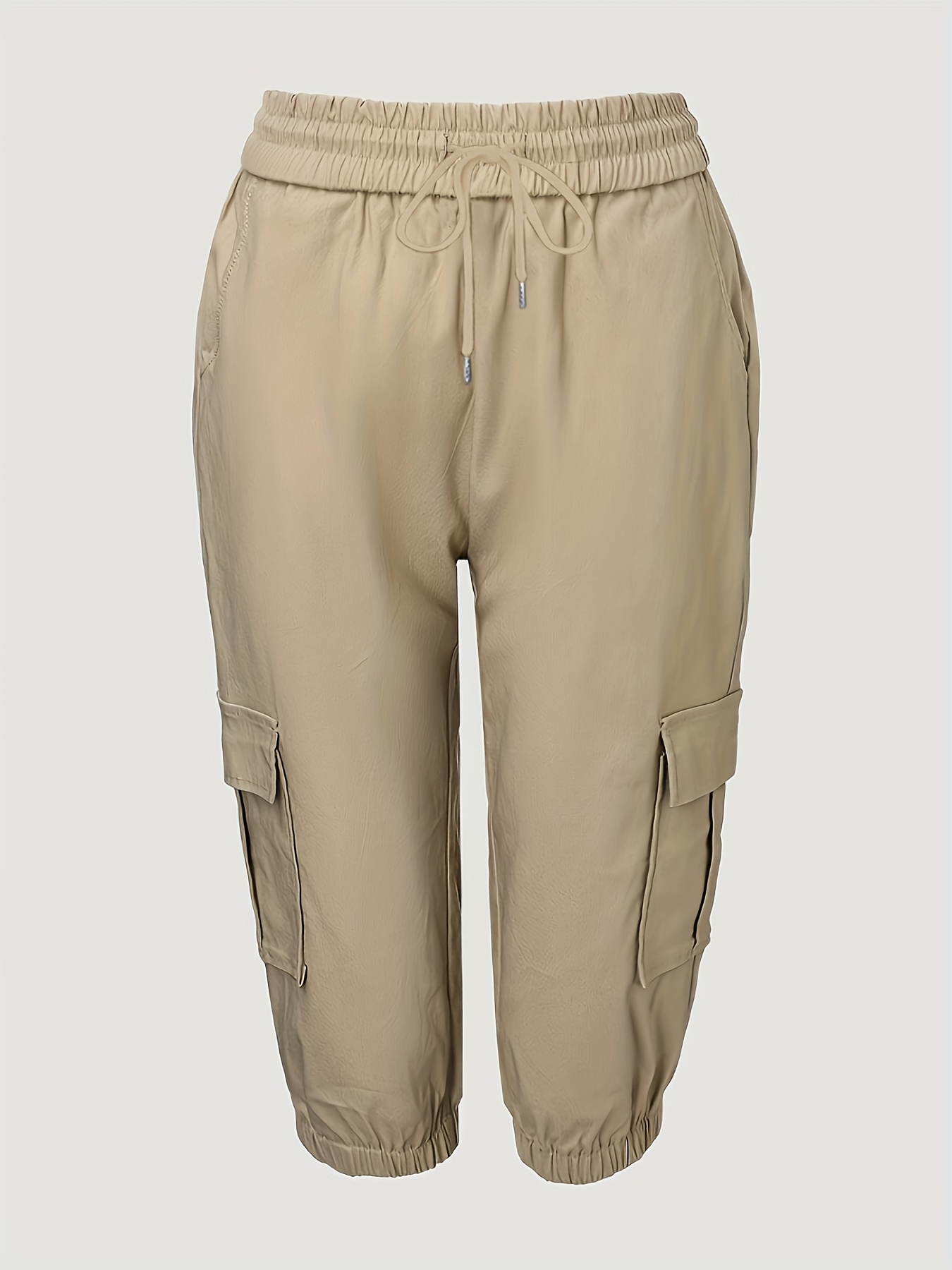 2pcs Women's Cargo Shorts Set, Elastic Waist, Fashionable Style, Cuffed Cargo, Comfortable Fabric, Practical and Convenient