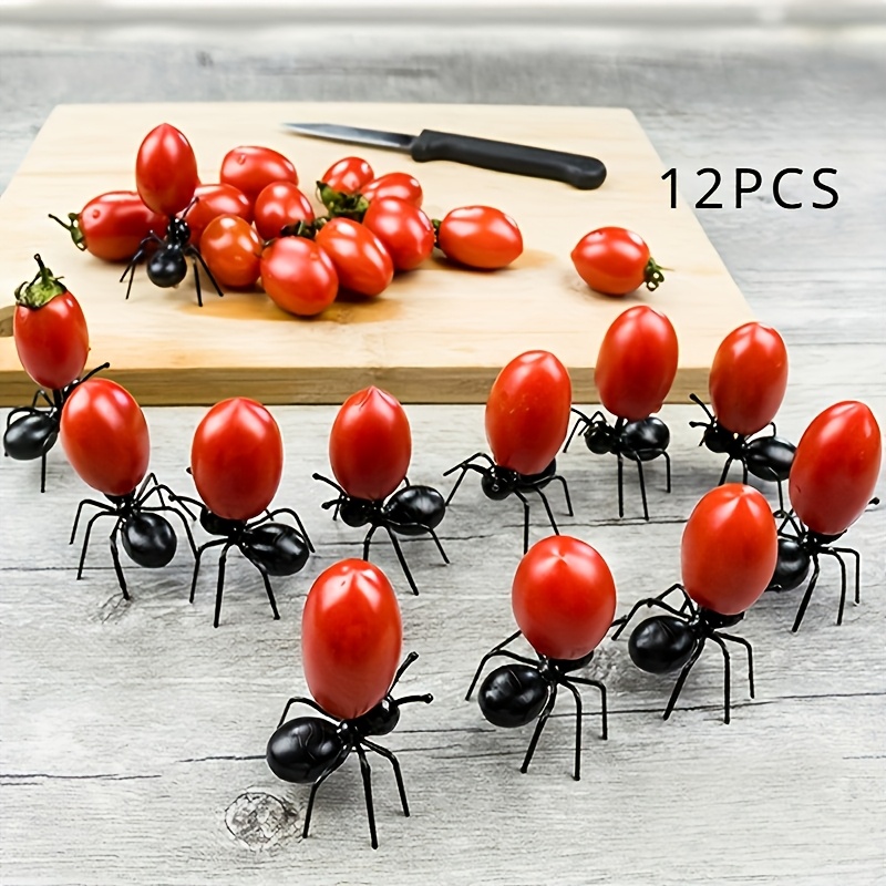 

12-pack Abs Resin Ant Shaped Fruit & Dessert Forks - Plastic Ants For Parties & Catering Events