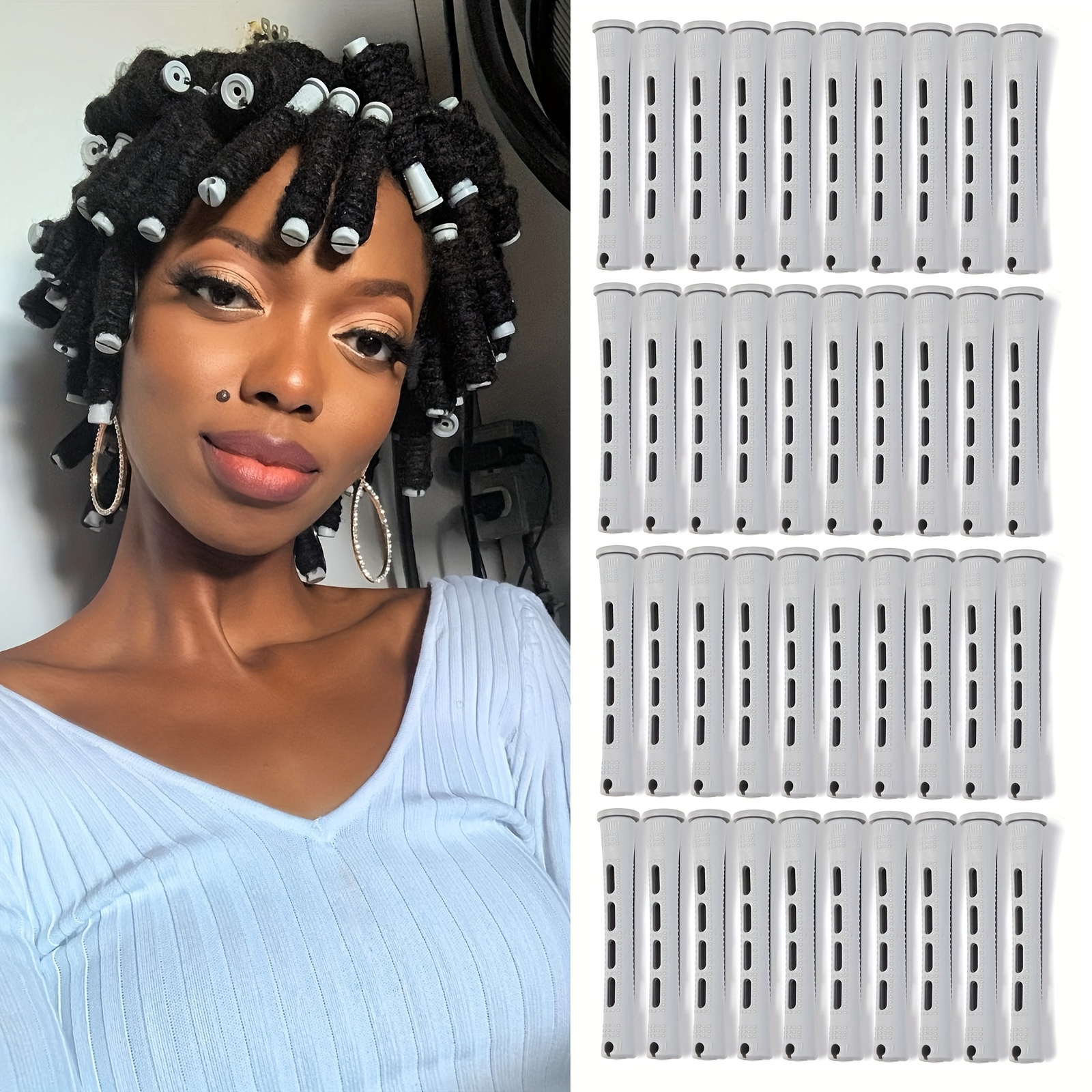 

40pcs Unisex Adult , Curlers, Diy Styling For Curly , Suitable For Long, , And Types