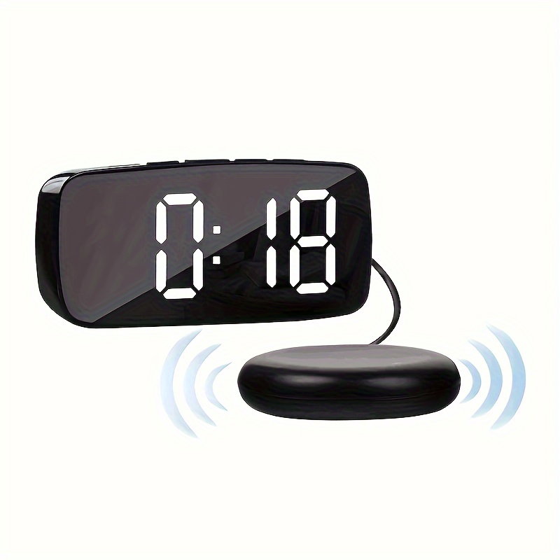 Reloj despertador súper fuerte con agitador de cama para dormir pesado,  reloj despertador de doble vibración con cargador USB para sordos con