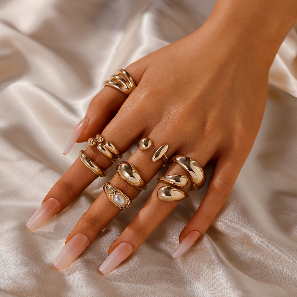 8pcs stackable knuckle rings shiny fashion rings women Temu Nigeria
