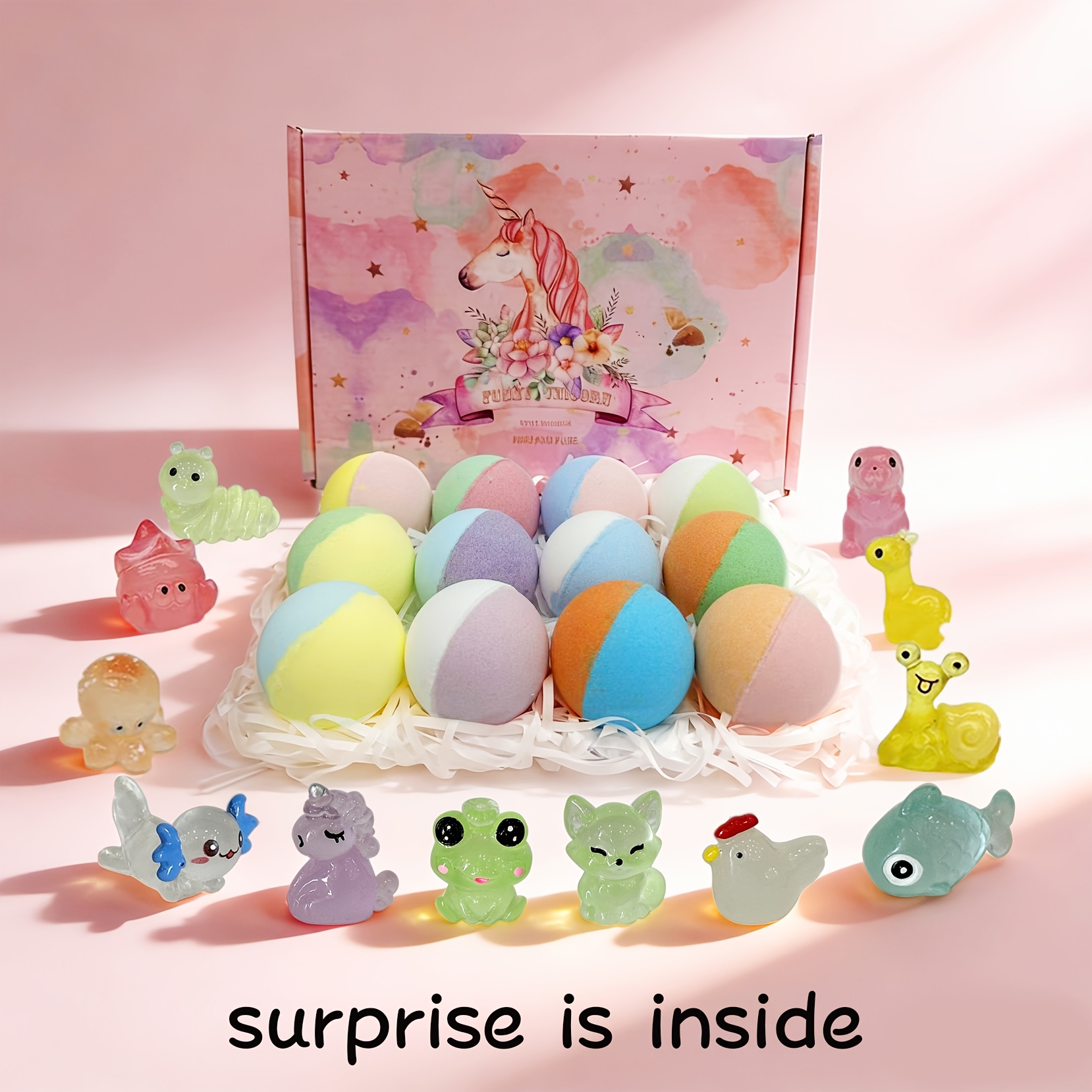 Bath Gift Set Includes Multi-colored Bath Balls, A Fun Aromatic Bubble Bath Gift Package With A Glowing Surprise
