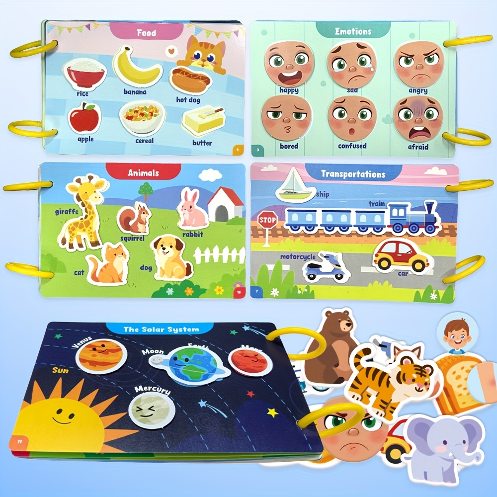 6 Themes Busy Book with, Cardboard, Educational Learning Toys for Cognitive and Thinking Abilities, Body, Animals, Food, Planet, Traffic, Emotion, Parent- Christmas gift, Family Game, Travel, Bedtime activities, Cognitive Development, Interactive Book, Colorful Pages, Highquality Print, Sturdy Binding, Educational Gift, Busy Board, Parents And Teachers, And