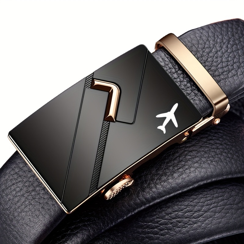 Men's Airplane Pattern Automatic Buckle Belt