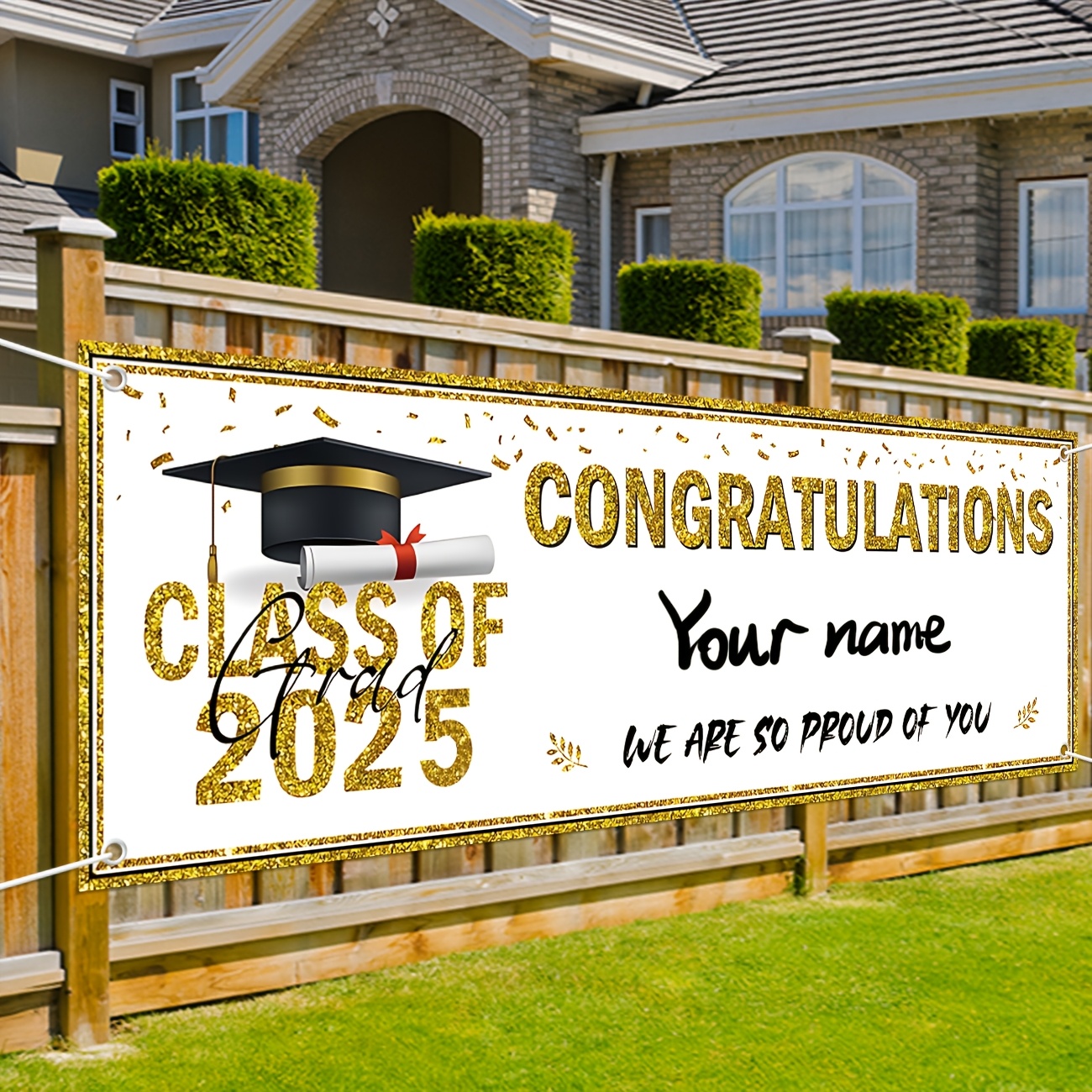 

Graduation Yard Sign Banner For - Golden Vinyl Congratulations Banner With Marker Pen - Indoor/outdoor Graduation Party Decorations For Rooms Or Gardens