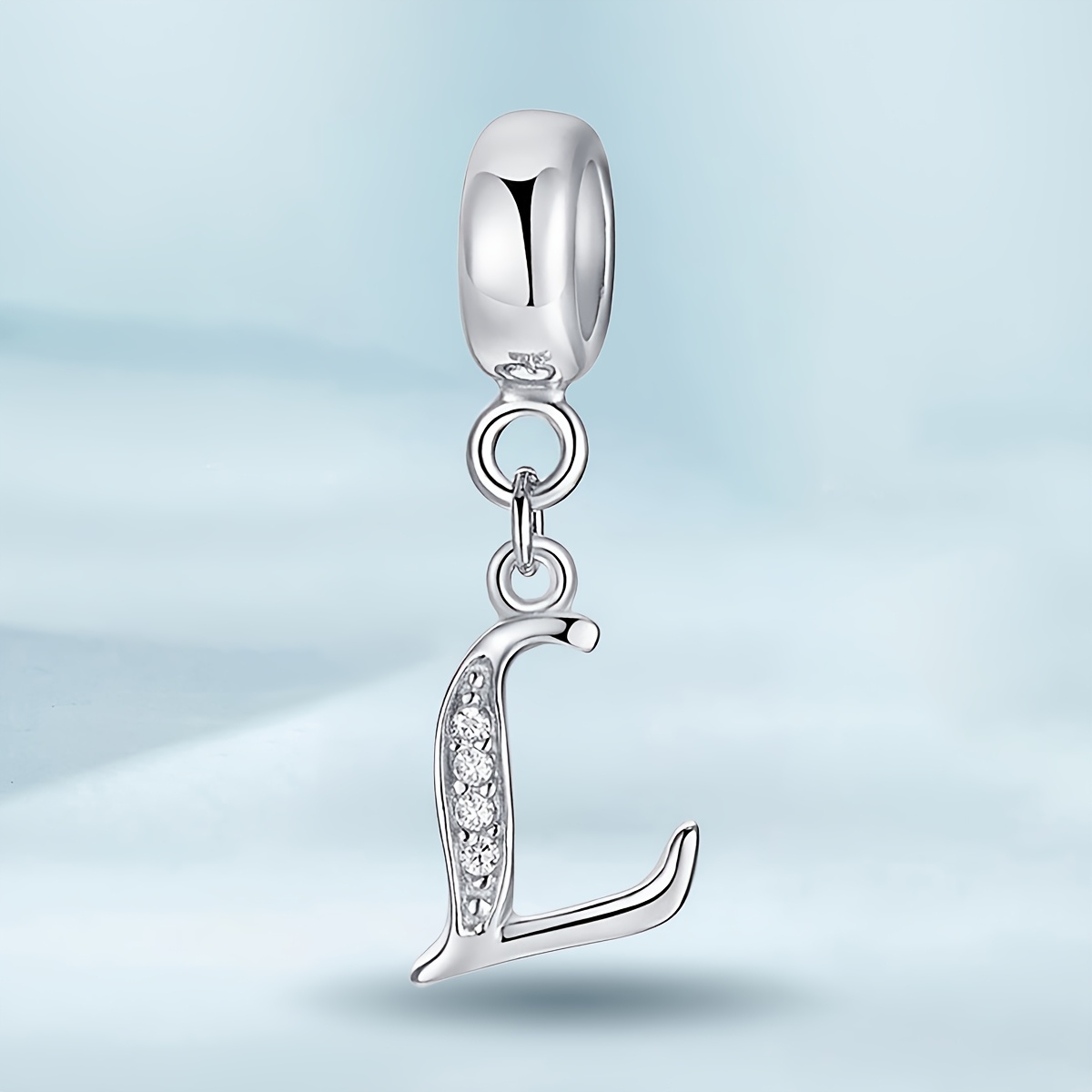 Image of 1pc Exquisite Easy Letter Pendant Bracelet Beaded Pendant Women Bracelet Bangle And Necklace Additions S925 Sterling Silvery Ladies Creative Additions Jewelry Making