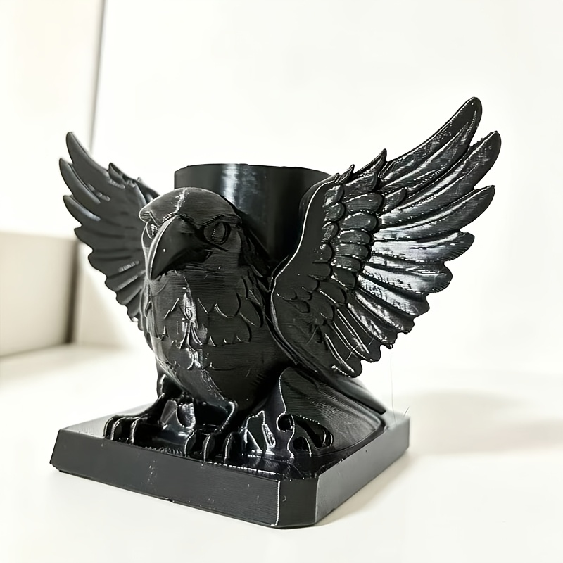 TEMU Vintage Gothic Pencil Holder - Insertable Plastic Desk With Crow, Polished Suitable For, Office,, For Pencil Storage, Stylish Holder For Pens,