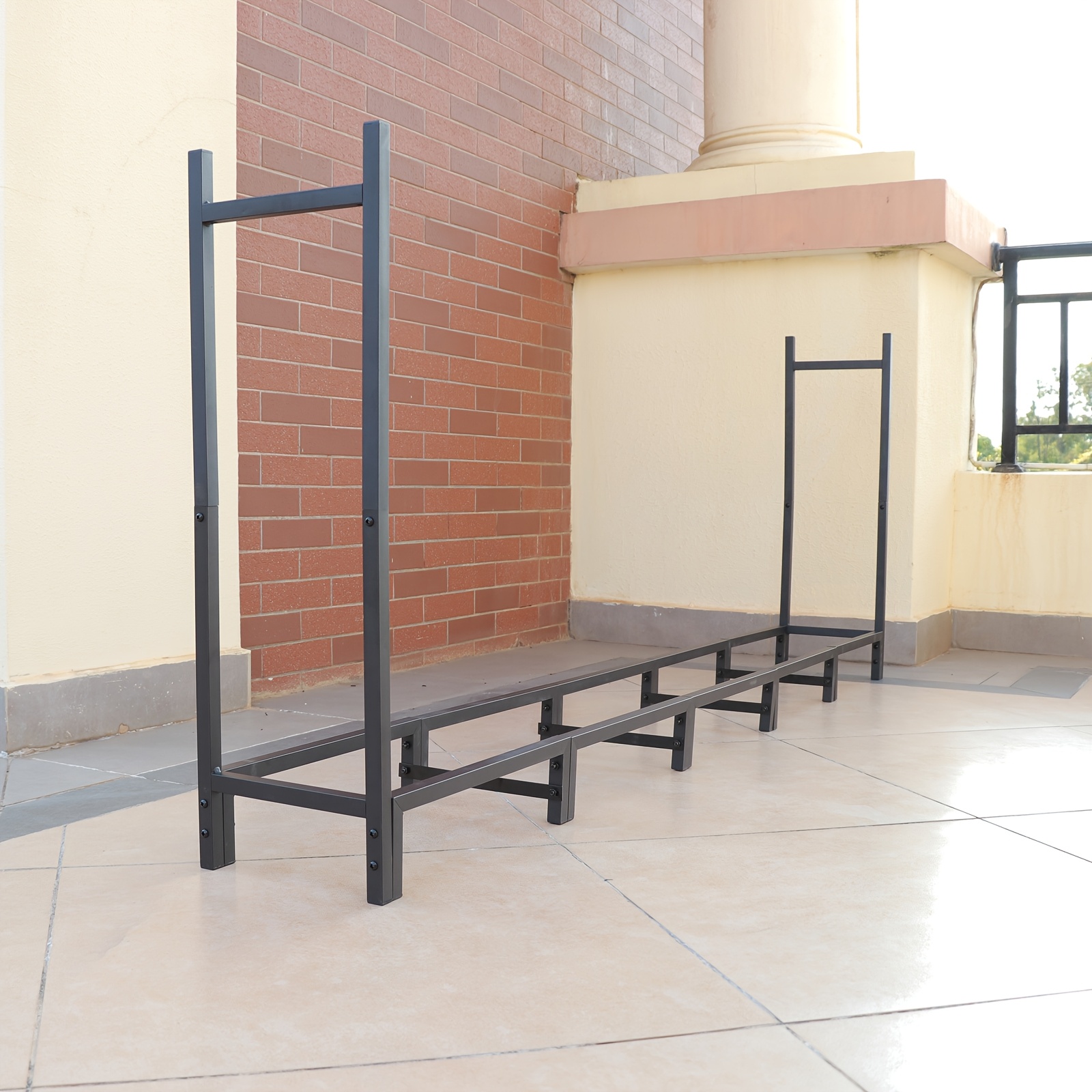 Image of Firewood Rack Stand Heavy Duty Logs Holder For Outdoor Indoor Fireplace Durable Metal Wood Pile Storage Stacker Organizer For Patio, Fire Pit, Large Capacity, Keep Dry, Christmas Decor