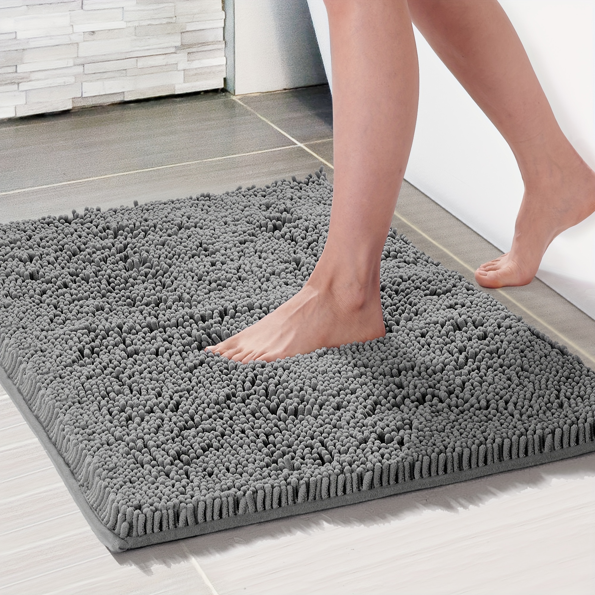 

Bath Mat, Thick Soft Chenille Bath Rugs, Quick Dry Absorbent Machine Wash Bathroom Rugs, Non-slip Rubber Backing Rugs For Bathtubs, Shower Floor, Under The Sink