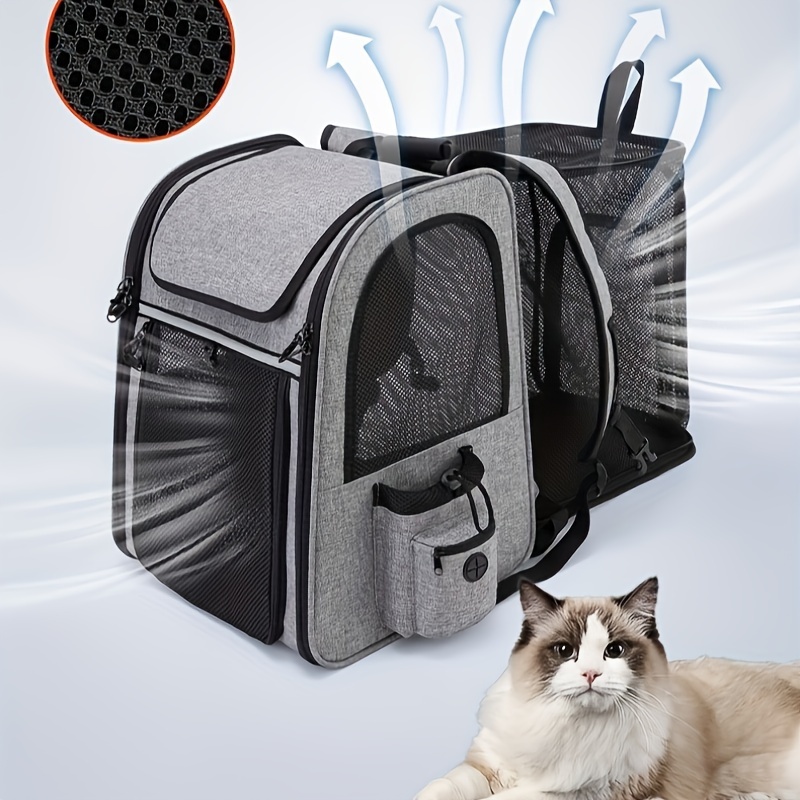 

& Breathable Backpack - Portable Travel Bag For Cats, Dogs & Small Animals, Holds 18 Lbs, Nylon With Zip Closure