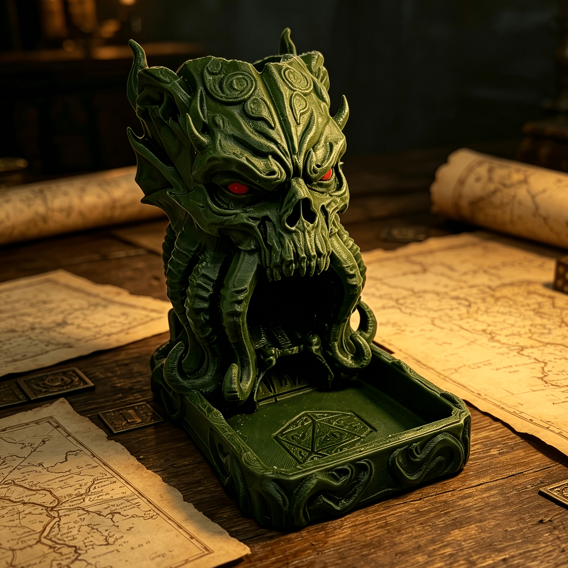 TEMU Cthulhu Dice Tower, Tabletop Storage Ornament For Role-playing Games, Niche Vintage Craft Sculpture, Practical Integrated Dice Storage And