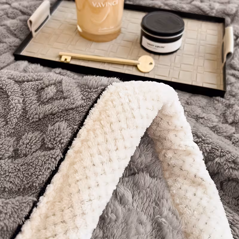 ultra soft thick flannel throw blanket cozy warm versatile for bed pink with tassels machine washable cozy blanket design puffy christmas gift style occasion theme Product details 2