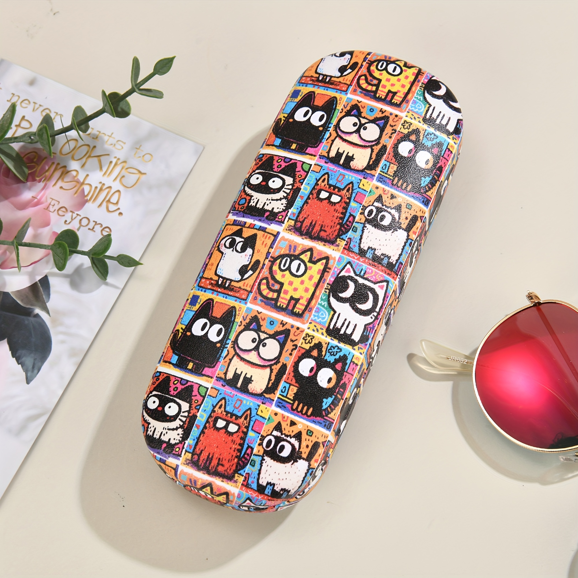 1pc, Cute Animal Print Glasses Case