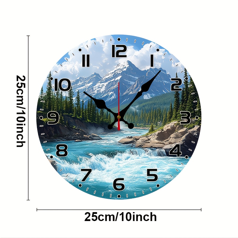TEMU Forjn 10-inch Modern Minimalist Round Wall Clock With Marble Backdrop - Silent Non-ticking Suitable For Living Room, Bedroom, Kitchen Decor,