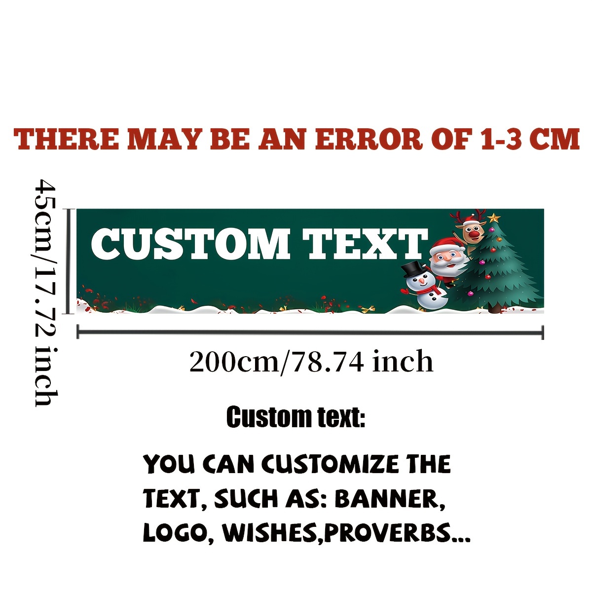 TEMU Custom Text Cartoon Christmas Banner - Weather-resistant Polyester Decoration Sign For Wedding, Birthday, New Year, Celebrations - For