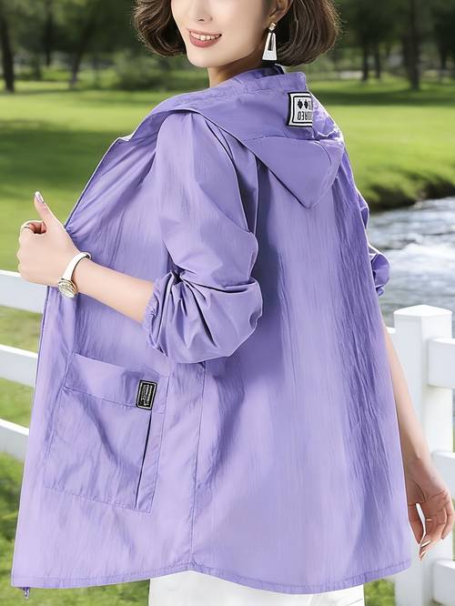 plus size plus size mom coat large loose fit design jacket casual outdoor short coat street open jacket solid airplane jacket sunshade coat windproof jacket