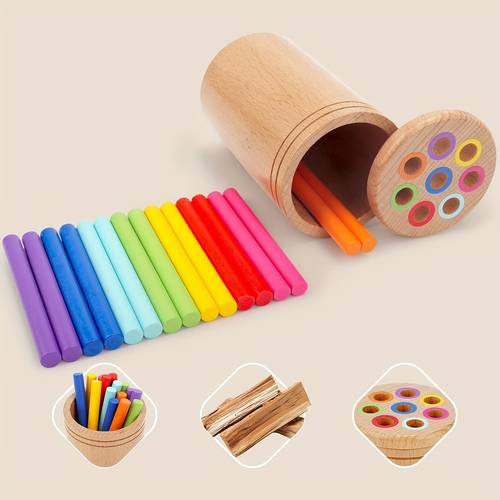 wooden color sorting and counting tally sticks enhance fine motor skills sensory awareness and color recognition ages 3 6