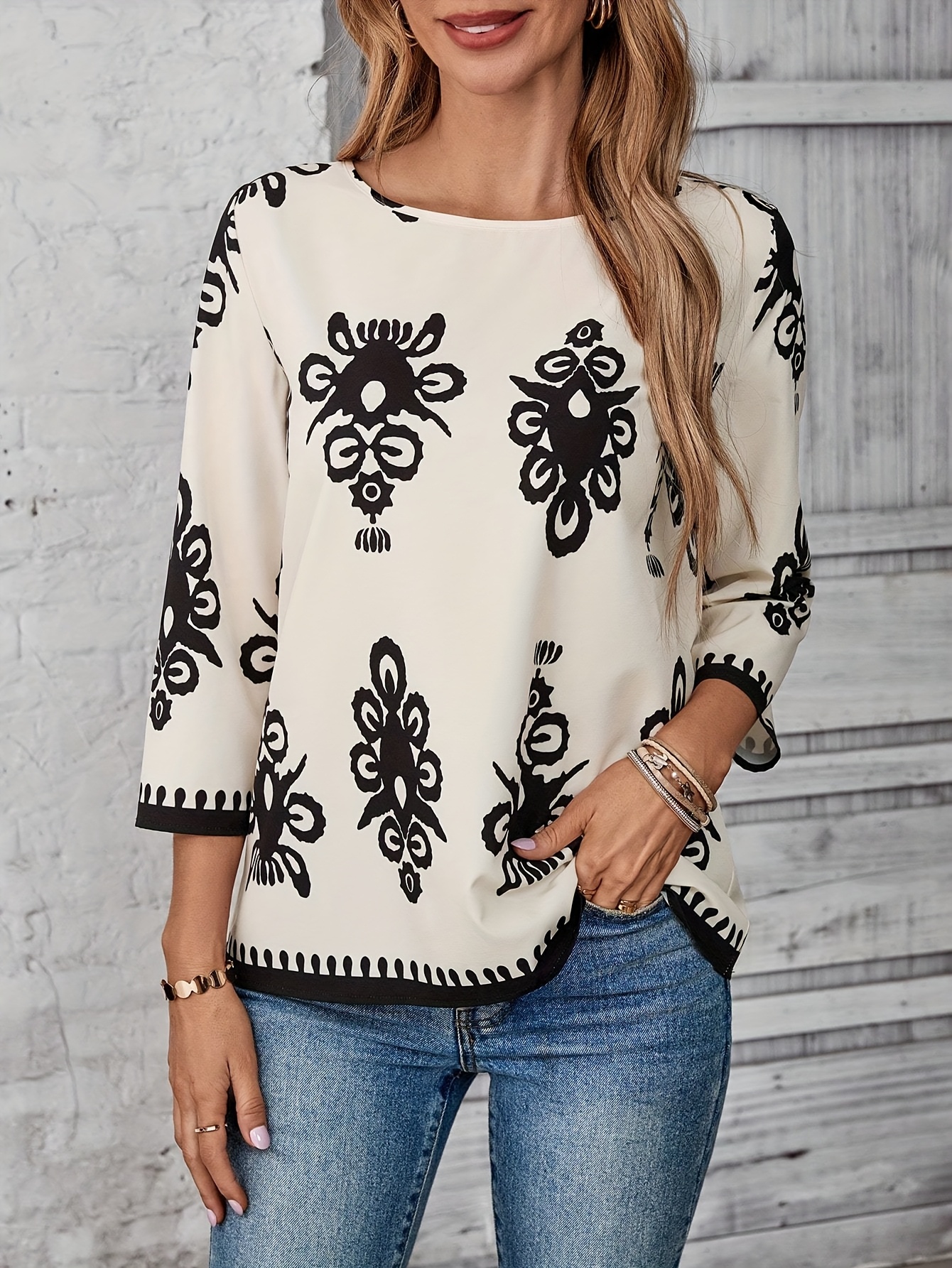 camisa estampada vintage para mulheres para férias de verão Temu