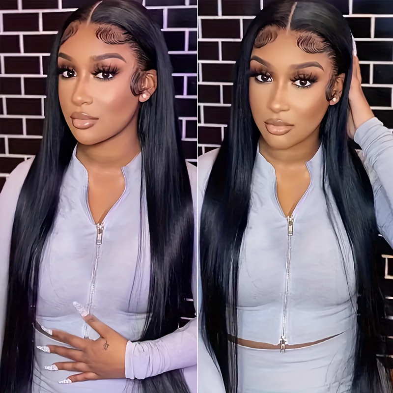 glueless straight human hair wig 4x4 hd lace front pre - Temu