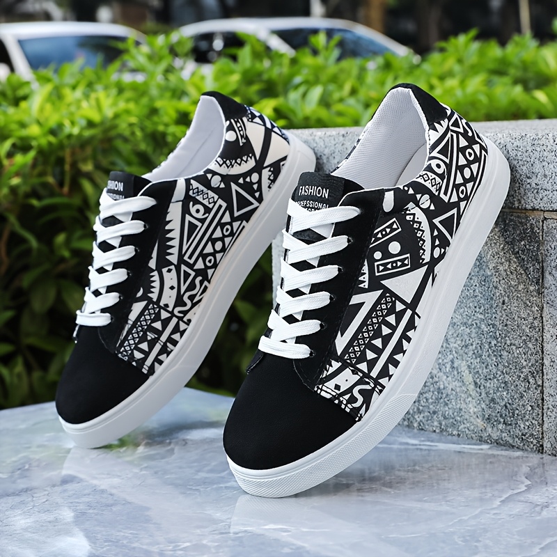trendy lage top print canvas sneakers voor heren levendige Temu