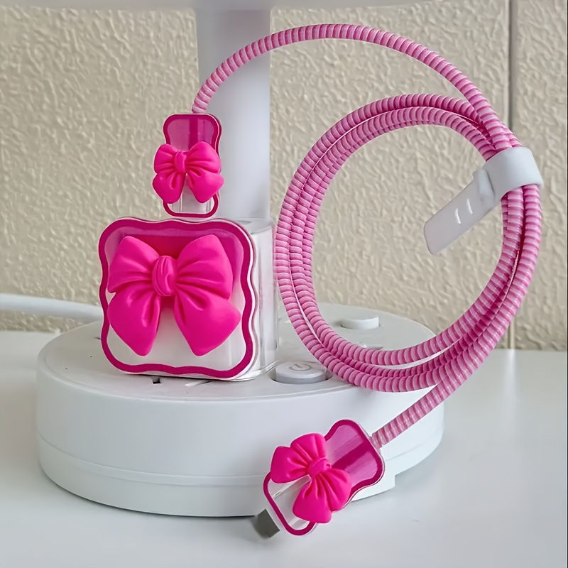 TEMU Juego de 5 protectores de cable de para Apple 16, color rosa con , modernos y adecuados para carga rápida de 18/20W, 15 Plus, compatibles con