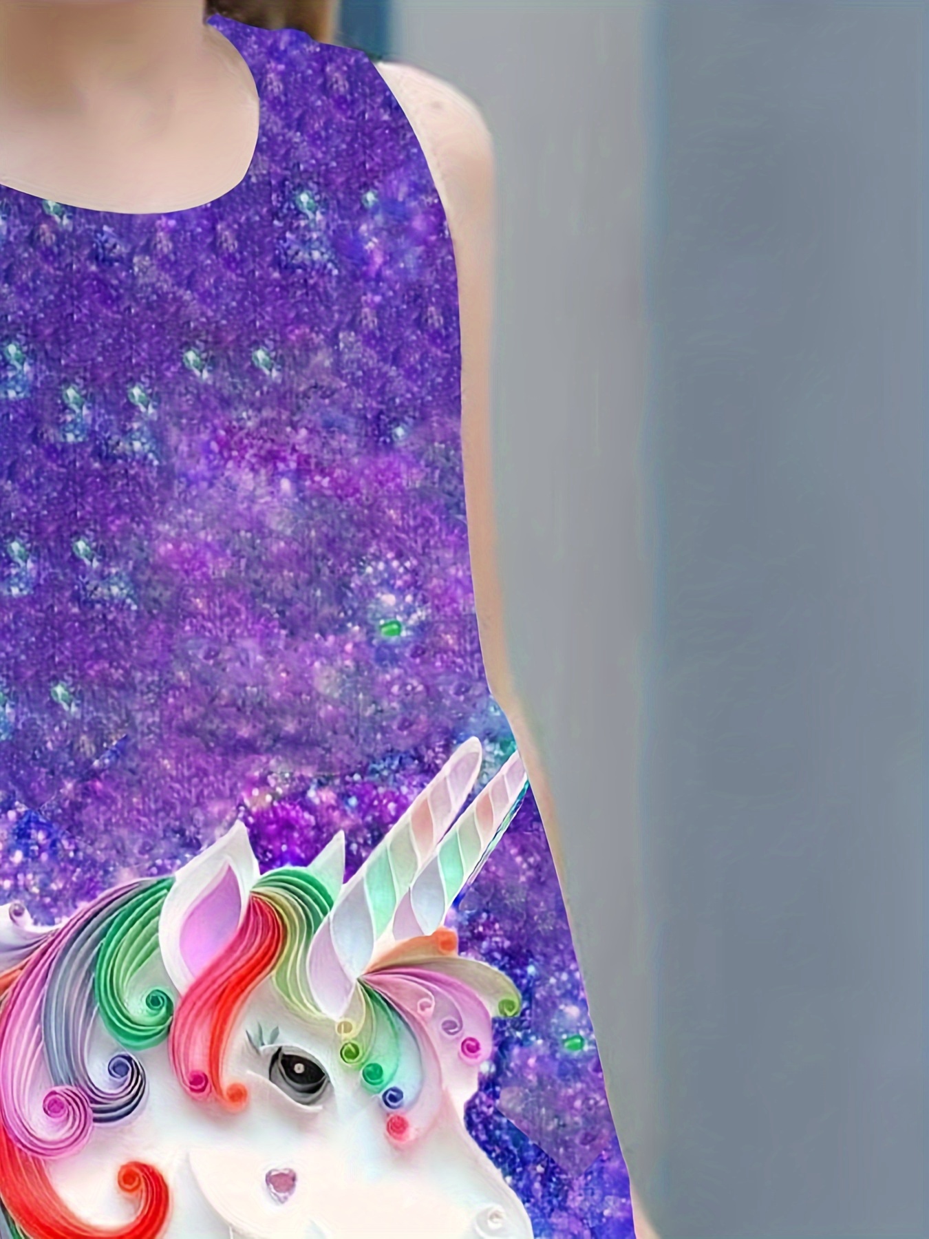 girls chic starry sky unicorn sleeveless dress - Temu Morocco