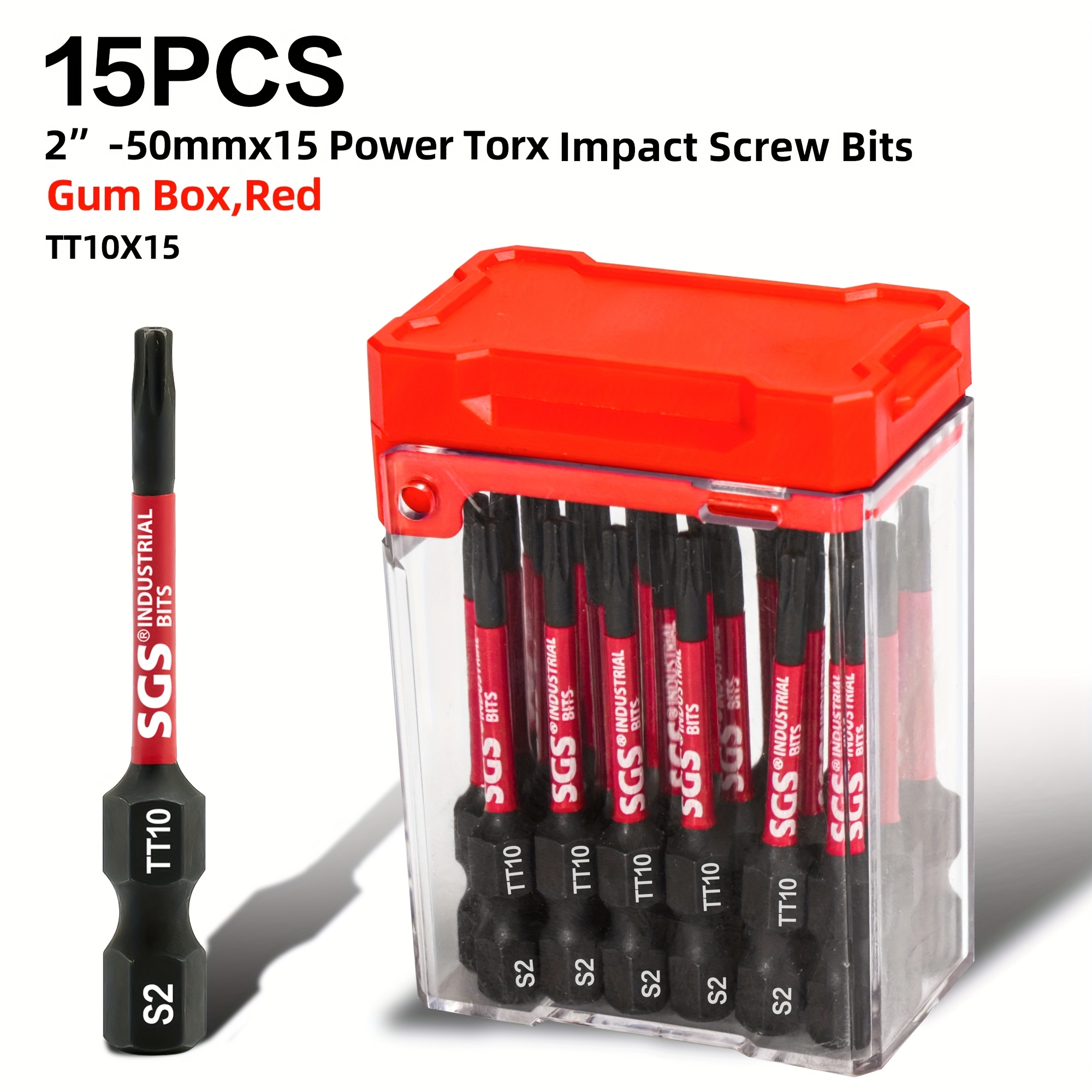 Image of 15pcs Torx (tt10/tt15/tt30) S2 Steel Screwdriver Bit Set, 50mm - 2" - Heat Resistant, , High Magnetic, For, , Wood & Metal Crafts