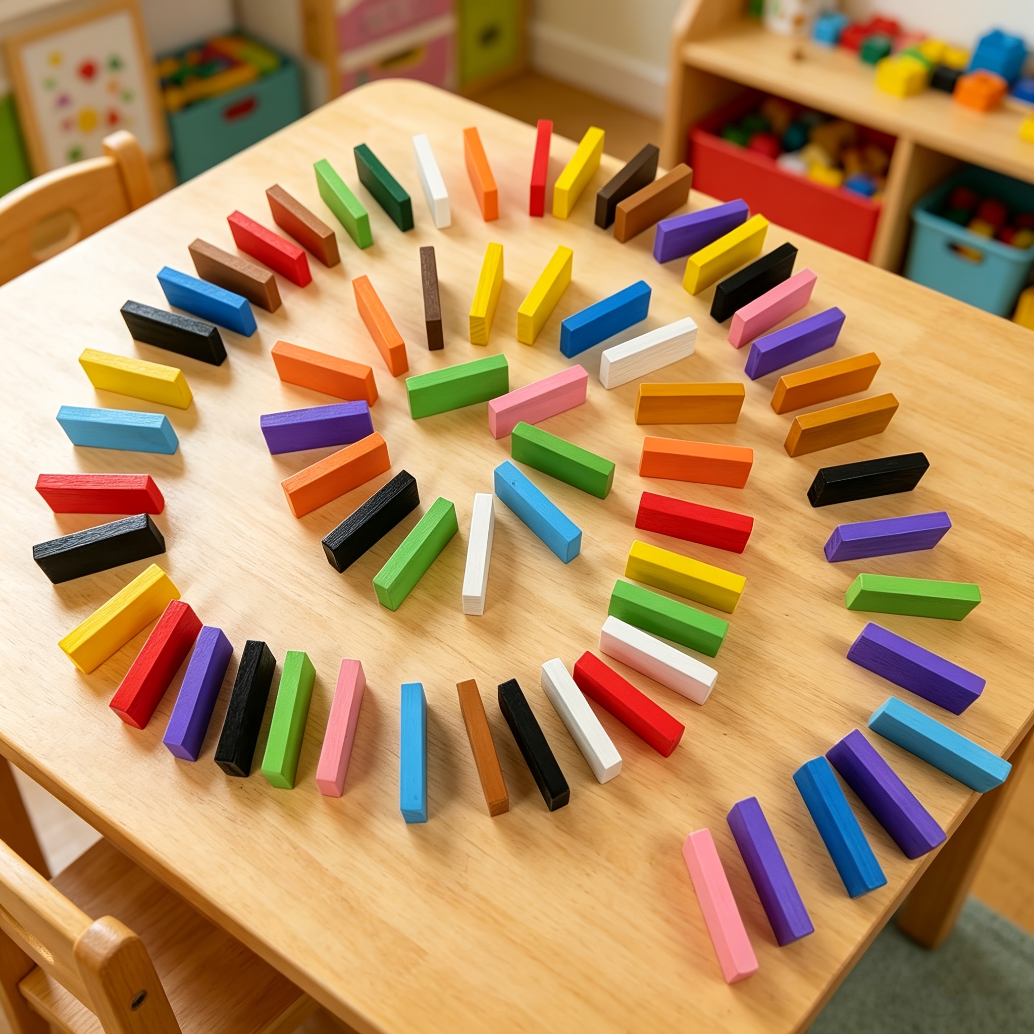 Wooden Domino Building Blocks Set with Accessories