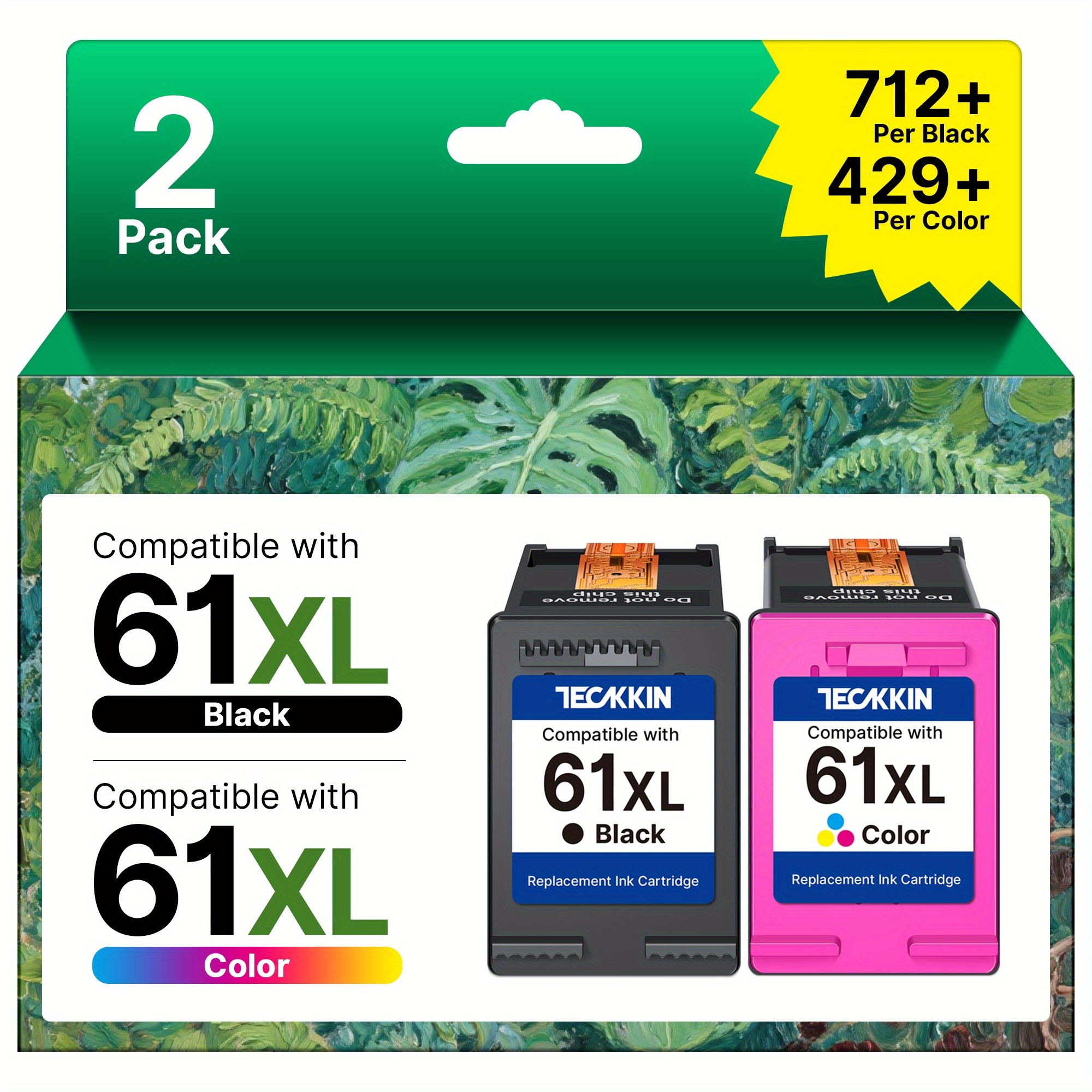 TEMU Remanufactured For 61xl Ink Cartridges For 61 Ink Cartridge Works For 4500 5530 4532 2540 2541 1510 4630 4635 1000 1010 Printer 2 Pack