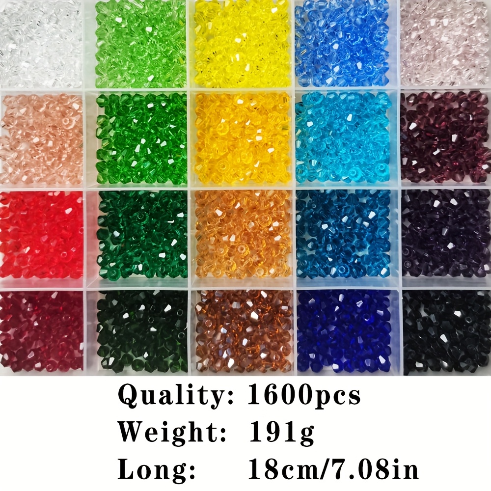 E-shop 1600 Stück 4mm Glasperlen, 20 Farben für DIY Armband-, Halsketten- und Schmuckherstellungssets