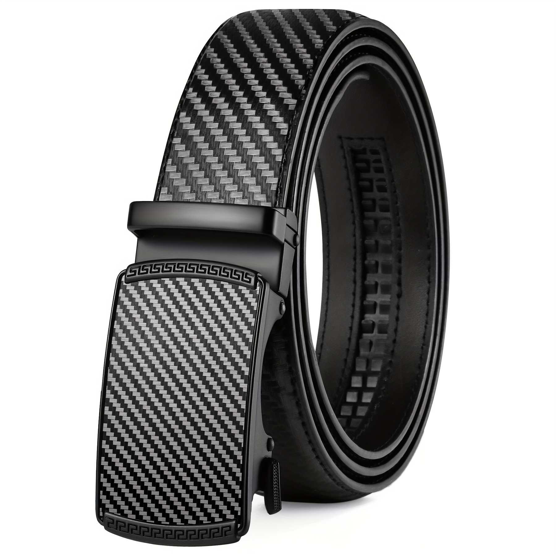 Men's Belt, Slide Ratchet Belt with Premium Leather, Ratchet Dress Belt with Automatic Click Buckle, Father's Day Gift