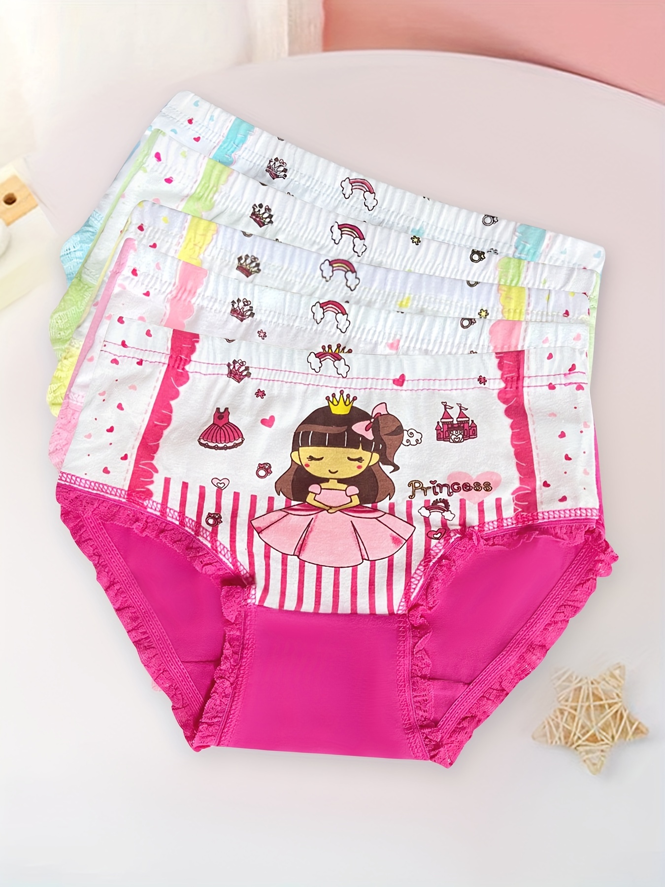 Girls Cartoon Unicorn Rainbow Graphic Shortie Brief Soft - Temu Canada