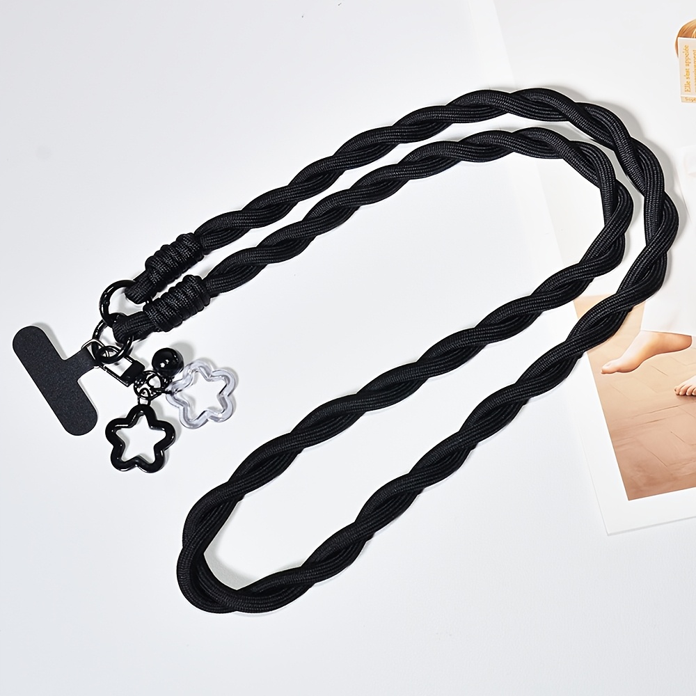 E-shop 1 Set schwarzes gewebtes Nylon-Umhängeband für Handy Halsband, Unisex kreatives modisches multifunktionales verlustsicheres nicht-würgendes